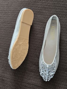 Lilyanli Silver Jeweled Ballet Flats for Women